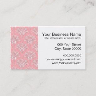 Cartão De Visita Girly Pink e Cor damasco Branca