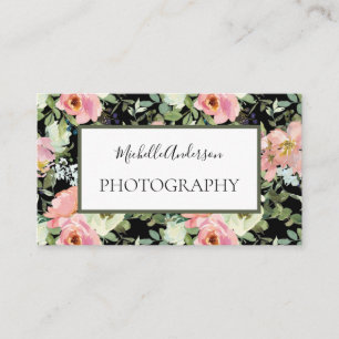 Cartão De Visita Girly Pink Floral 