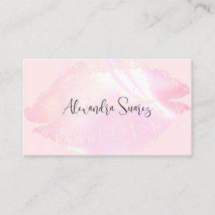 Cartão De Visita Girly Pink Lábios Feminine Makeup Artista Simples