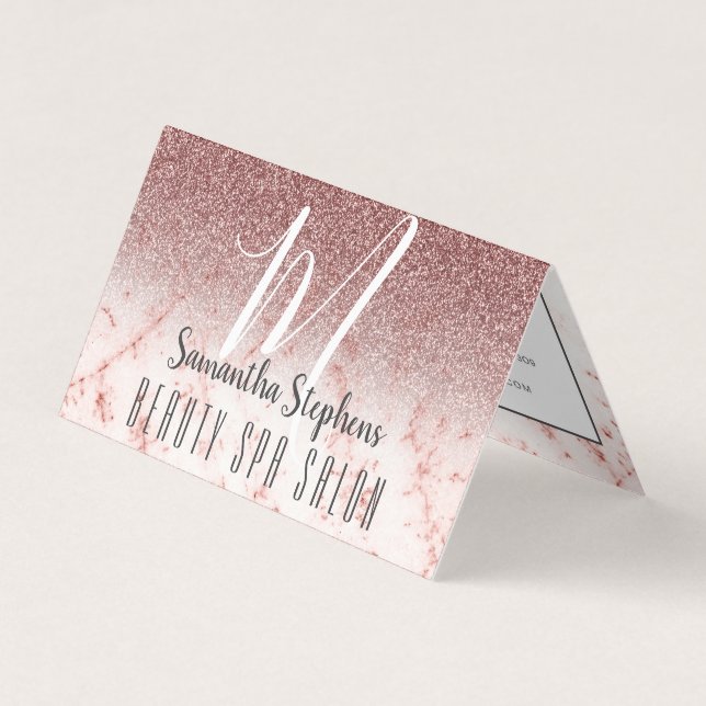 Cartão De Visita Girly Professional Pinky Glittery Monograma (Frente)