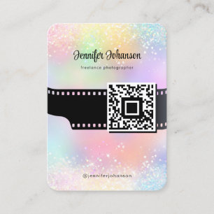 Cartão De Visita Girly Sparkly Glitter Film Roll Câmera QR