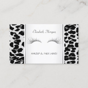 Cartão De Visita Girly Trendy Elegant, Leopard Print, Lashes