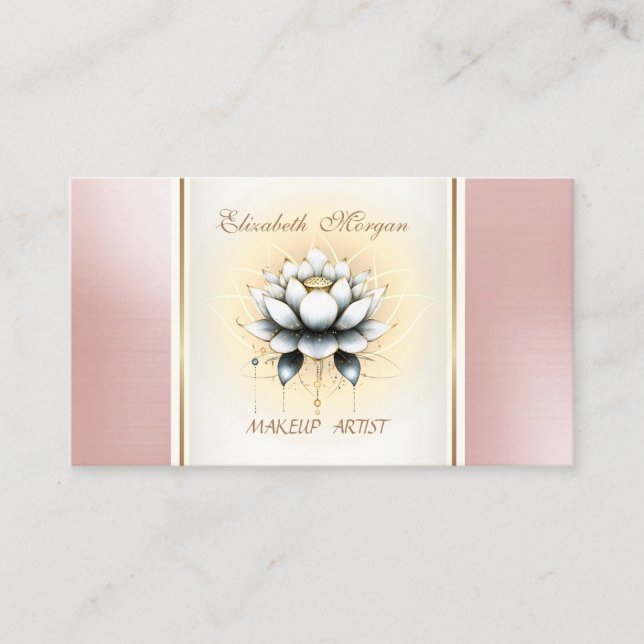 Cartão De Visita Girly Trendy Modern Elegante White Lotus (Frente)