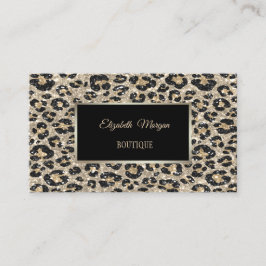 Cartão De Visita Girly Trendy Modern Glitter Leopard Print,Frame