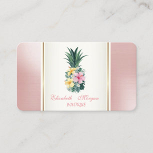 Cartão De Visita Girly Trendy Modern Pineapple Tropical Flowers