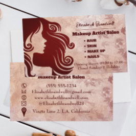 Cartão De Visita Girly Trendy Rosa falsificador Makeup Hairstylist