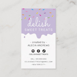 Cartão De Visita GLACÉ BAKER borrifos coloridos roxos