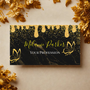 Cartão De Visita Glam Black Dourado gotejadilho