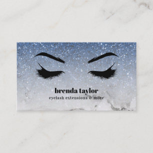 Cartão De Visita Glam Blue Gliter ombre Marble Eyelash Browbar