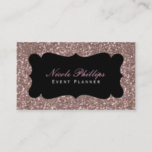 Cartão de Visita Glam Chic Brilho Rosa Dourado