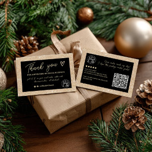 Cartão De Visita Glam Dourado Glitter Preto obrigado do logotipo de