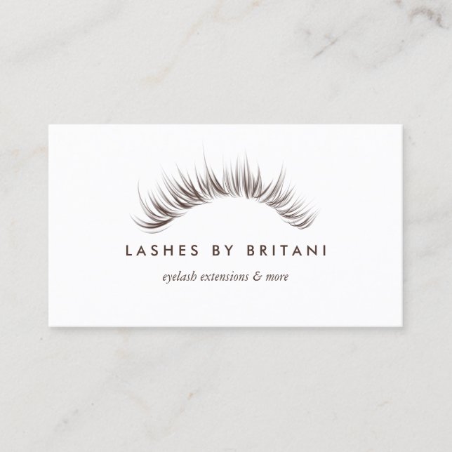 Cartão De Visita Glam Eyelashes branco e castanho (Frente)