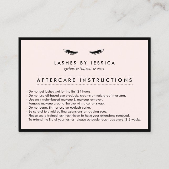 Cartão De Visita Glam Eyelashes Lash Clássico Salão Rosa Pêntrico A (Frente)