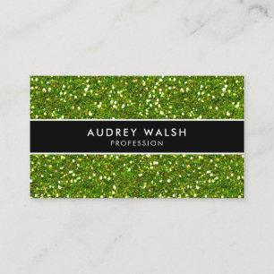 Cartão De Visita Glam Green GLITTER Brilhante Preto