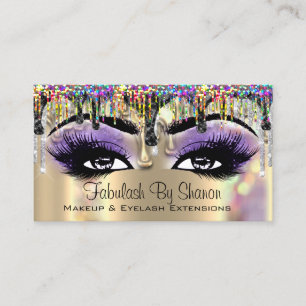 Cartão De Visita Glam Hológrafo do Artista Dourado Roxo