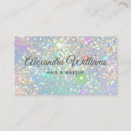 Cartão De Visita Glam Holographic Glitter Modern Trendy Blue Teal