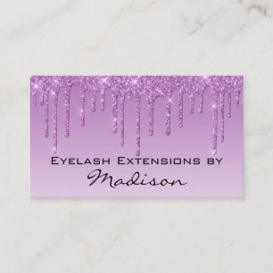 Cartão De Visita Glam Lilac Roxo Glitter Gotas Maquiagem Eilash