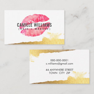 Cartão De Visita GLAM MINIMALISTA - Batom cor-de-água cor-de-rosa-o