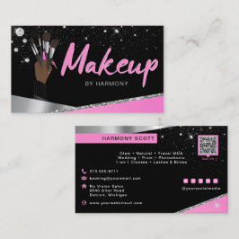 Cartão De Visita Glam Pink Silver Diamantes Makest Artist MUA