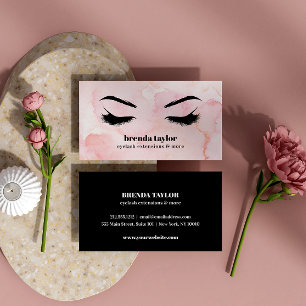 Cartão De Visita Glam PInk Watercolor Eyelash Browbar profissional