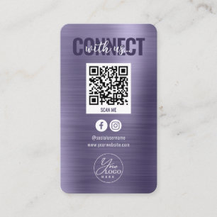 Cartão De Visita Glam Purple Connect with U Social Media QR Code