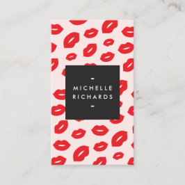 Cartão De Visita Glam Red e Pink Lip Impressão para Artistas Makeup
