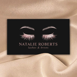 Cartão De Visita Glam Rosa Dourado Eyelash Extensions Beauty Salon