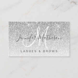 Cartão De Visita Glam Silver Glitter Lashes Brows Makeup Artist