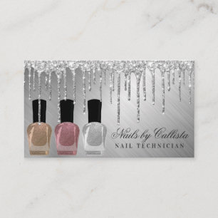 Cartão De Visita Glam Silver Metálico Glitter Drives Nail Polonês