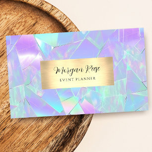 Cartão De Visita Glam Teal & Purple Iridescente, Dourado, Código QR