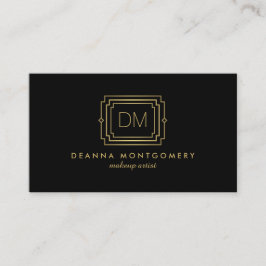 Cartão De Visita Glamor Arte Elegante Deco Monograma Preto/Dourado