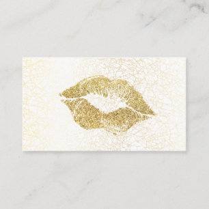Cartão De Visita Glamor Dourado Glitter Kiss   Textura Dourada