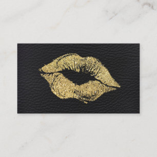 Cartão De Visita Glamor Faux Dourado Glitter Kiss Leather