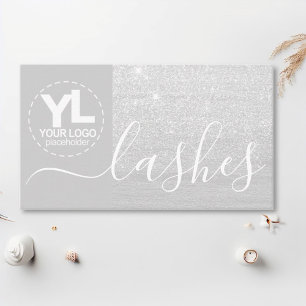 Cartão De Visita Glamor Silver Glitter Glam Bling Logotipo Modelo