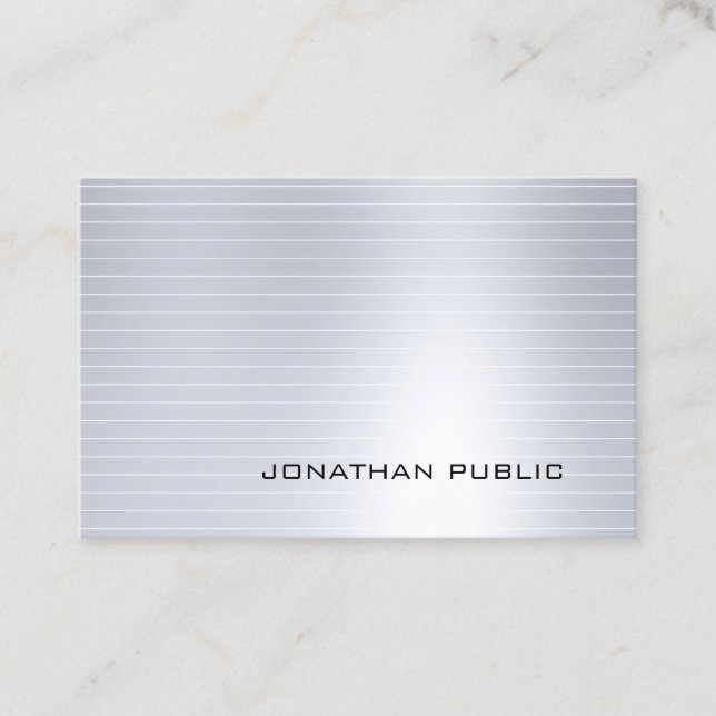 Cartão De Visita Glamorosa Prata Elegante Profissional Moderno Lega (Frente)