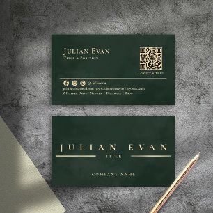 Cartão De Visita Glamorosa Shiny Vintage Emerald Green e Dourada