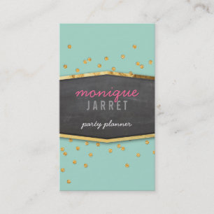 Cartão De Visita GLAMOROUS gold foil glitter confetti Mint verde