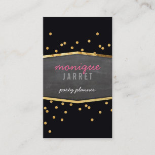 Cartão De Visita GLAMOROUS gold foil glitter confetti preto moderno
