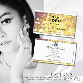 Cartão De Visita Glamorre Lápice Dourada Roxo Estrelas Logotipo Bra