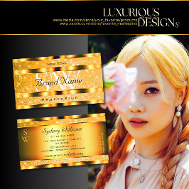 Cartão De Visita Glamorre Laranja Brilhante Brilhante Estrelas Mono