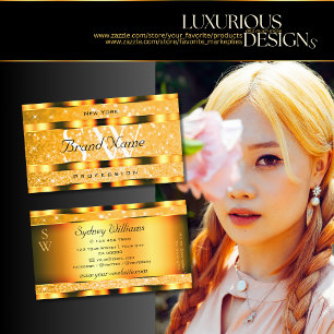 Cartão De Visita Glamorre Laranja Brilhante Brilhante Estrelas Mono