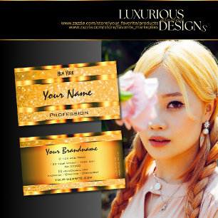 Cartão De Visita Glamorus Orange Sparkle Stars Na moda