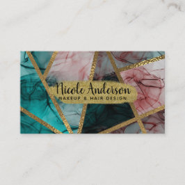 Cartão De Visita Glamour Ferrugem Bege Teal & Ouro Elegância Glamou