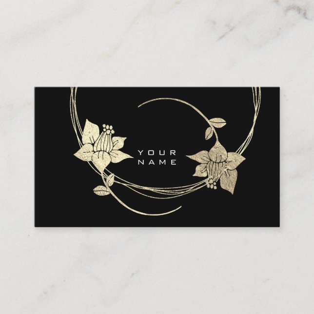 Cartão De Visita Glândula Floral Branca, Dourada, Rosa, Foxier (Frente)