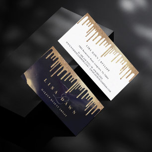 Cartão De Visita Glicma de Monograma de Tinta Escura Dourada Glamor