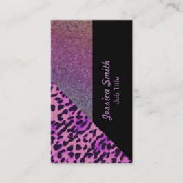 Cartão De Visita Gliteria elegante moderna contemporânea do leopard