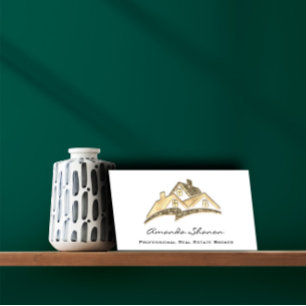 Cartão De Visita Glitor de Início do Agente Imobiliário Profissio