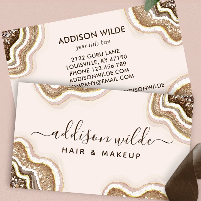 Cartão de Visita Glitter Agata Marrom e Dourado (Criador carregado)