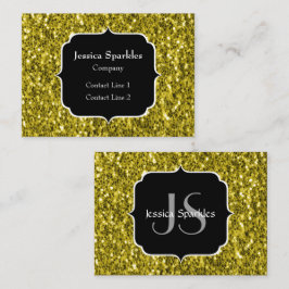 Cartão De Visita Glitter amarelo-escuro brilha monograma