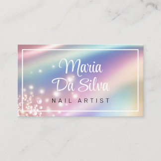 Cartão De Visita Glitter arco-íris pastel